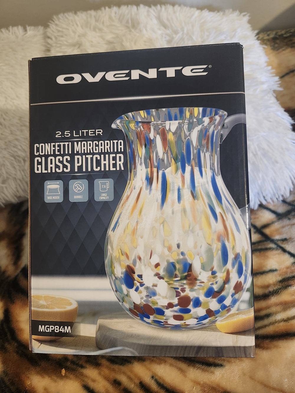 Ovente Confetti Margarita Glass Pitcher - Confetti 2.5 Liter